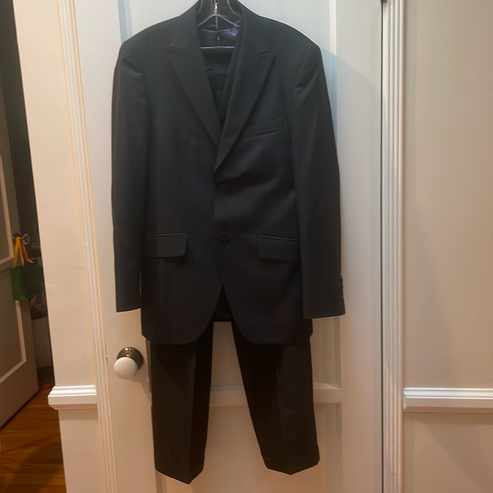 Jf j Ferrar Modern Fit black stripe 3piece suit size 36r